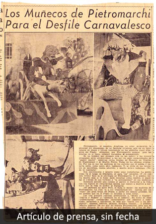Artículo de prensa. "Los Muñecos de Pietromarchi Para el Desfile Carnavalesco"